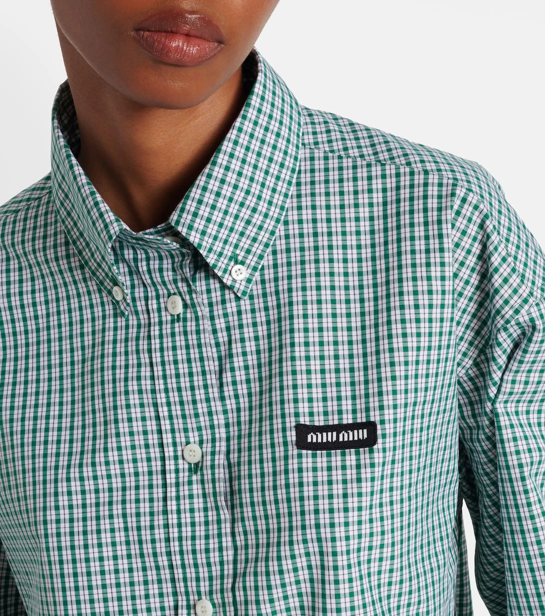 Miu Miu - Checked cropped cotton shirt
