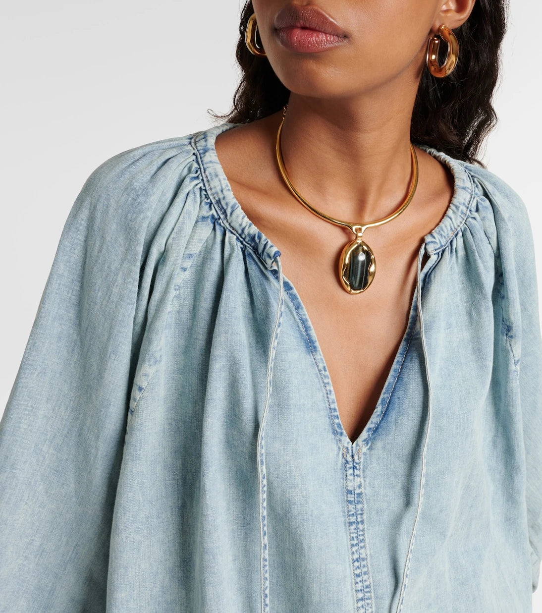 Frame - Cotton and linen denim top