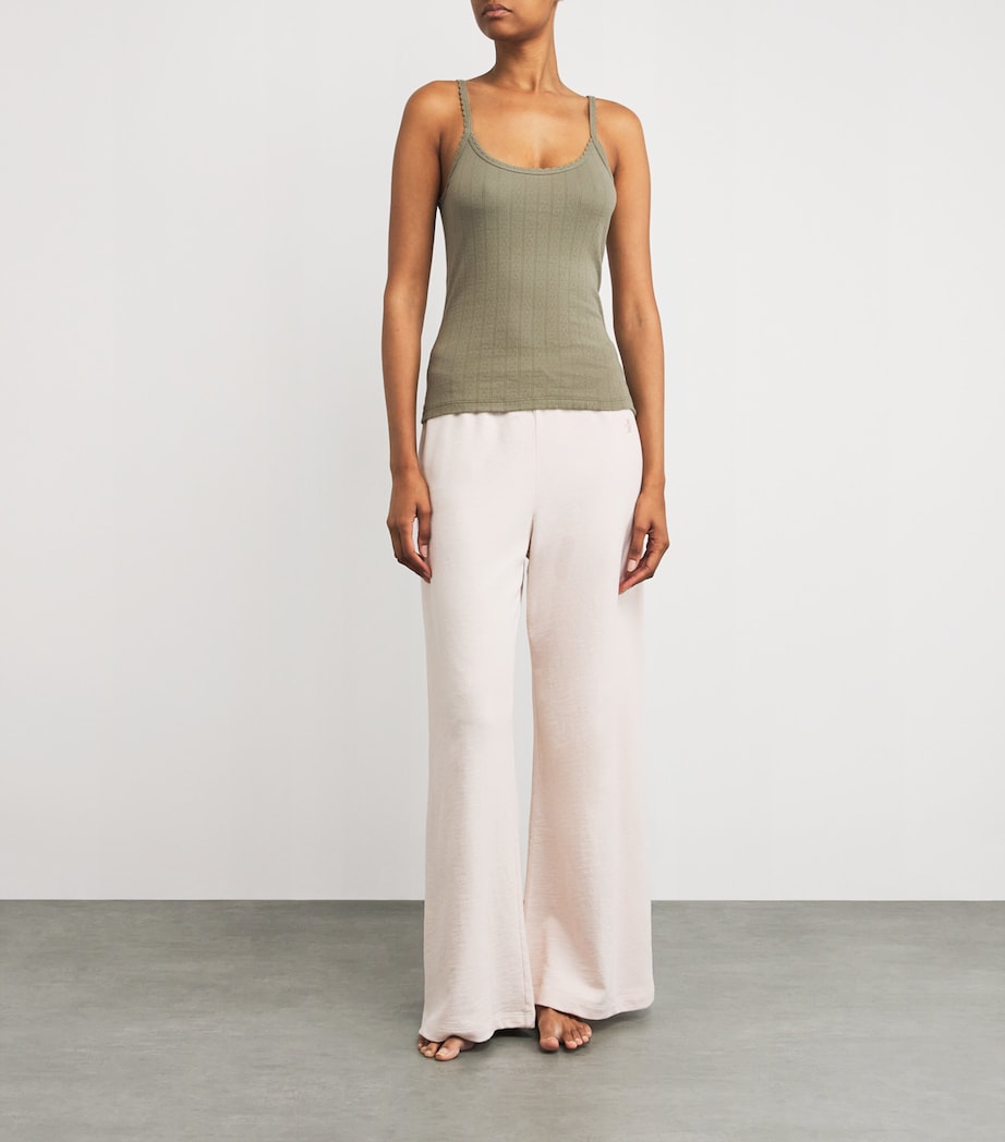 LESET Green Cotton Pointelle Tank Top