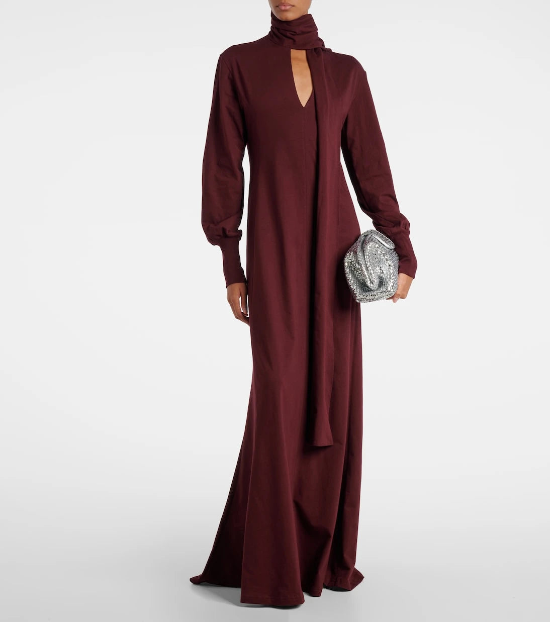 Plan C - Scarf-detail cotton maxi dress