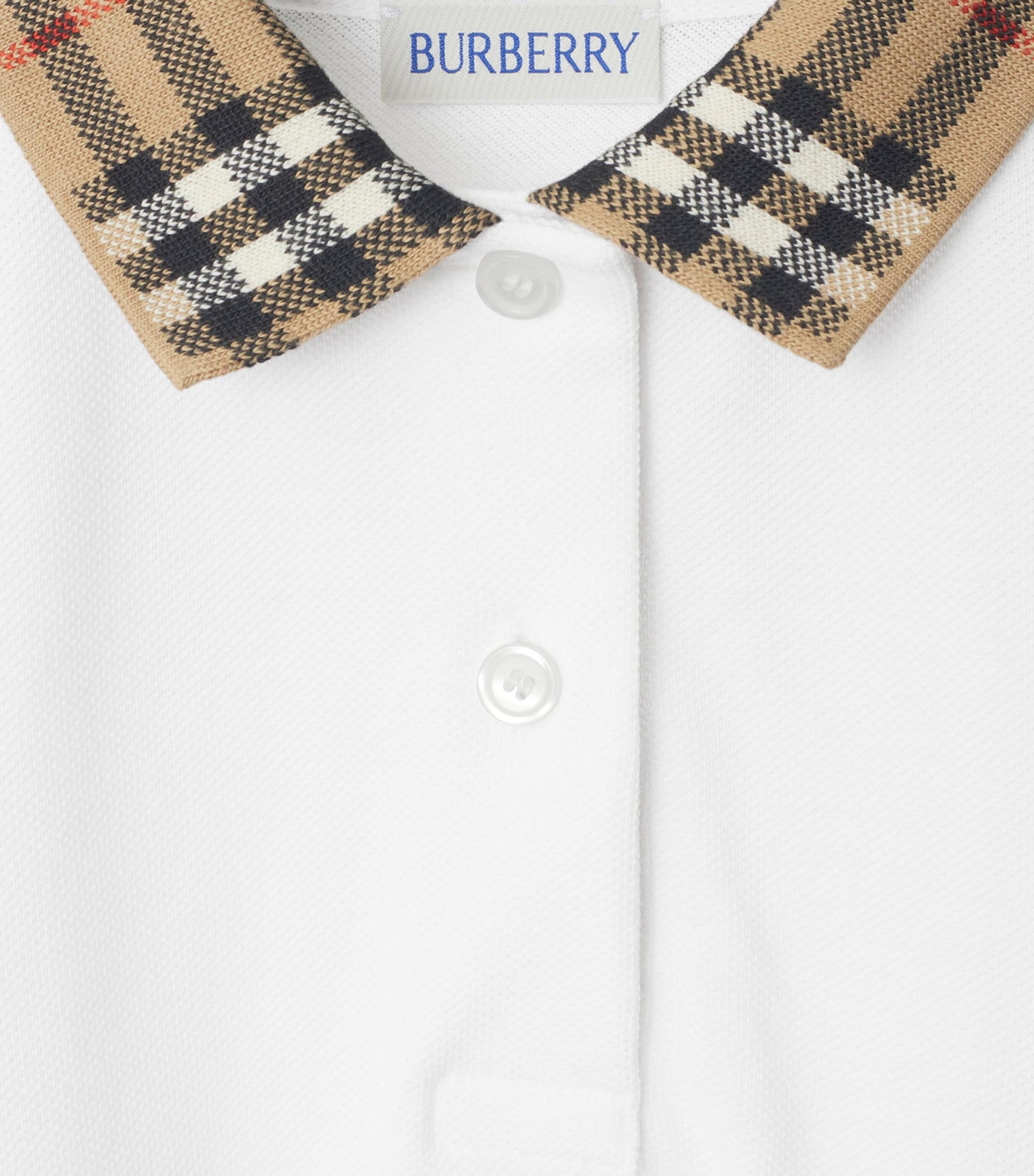 Burberry Kids White Check Collar Polo Dress (3-12 Years)