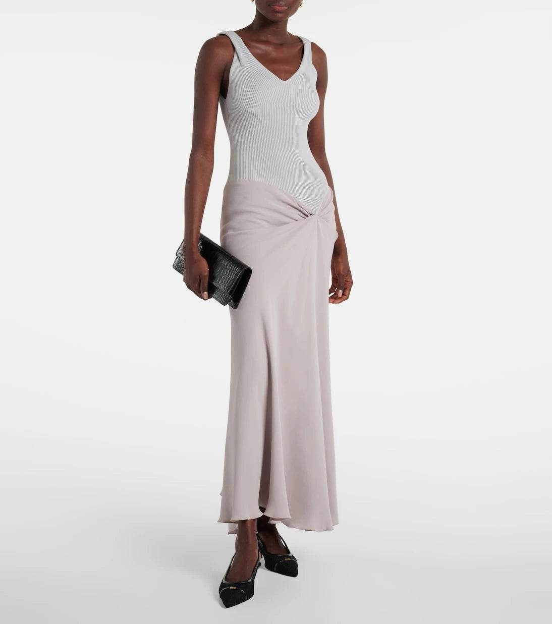 Victoria Beckham - Leather-trimmed mesh slingback pumps