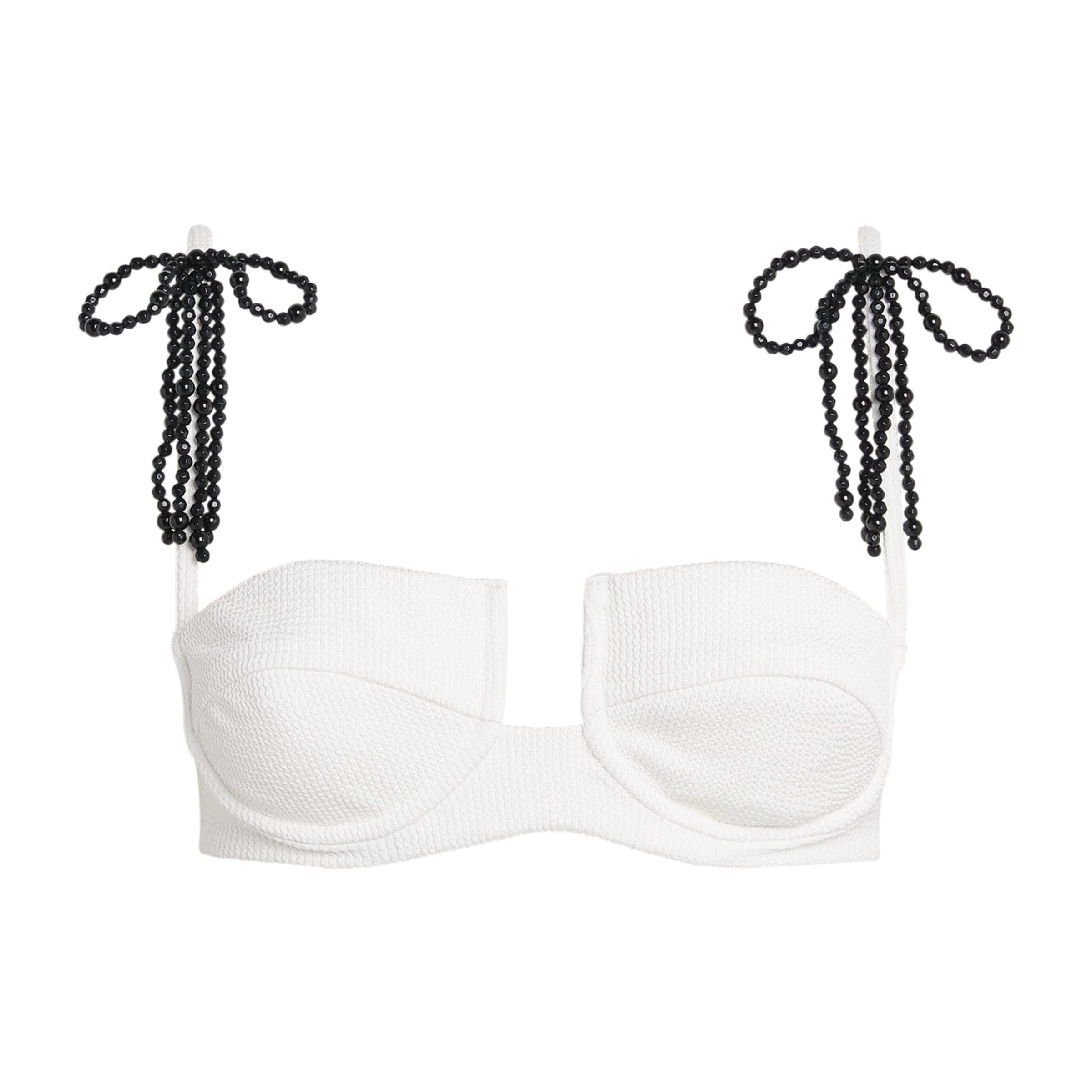 PatBO White Grace Knit Bikini Top