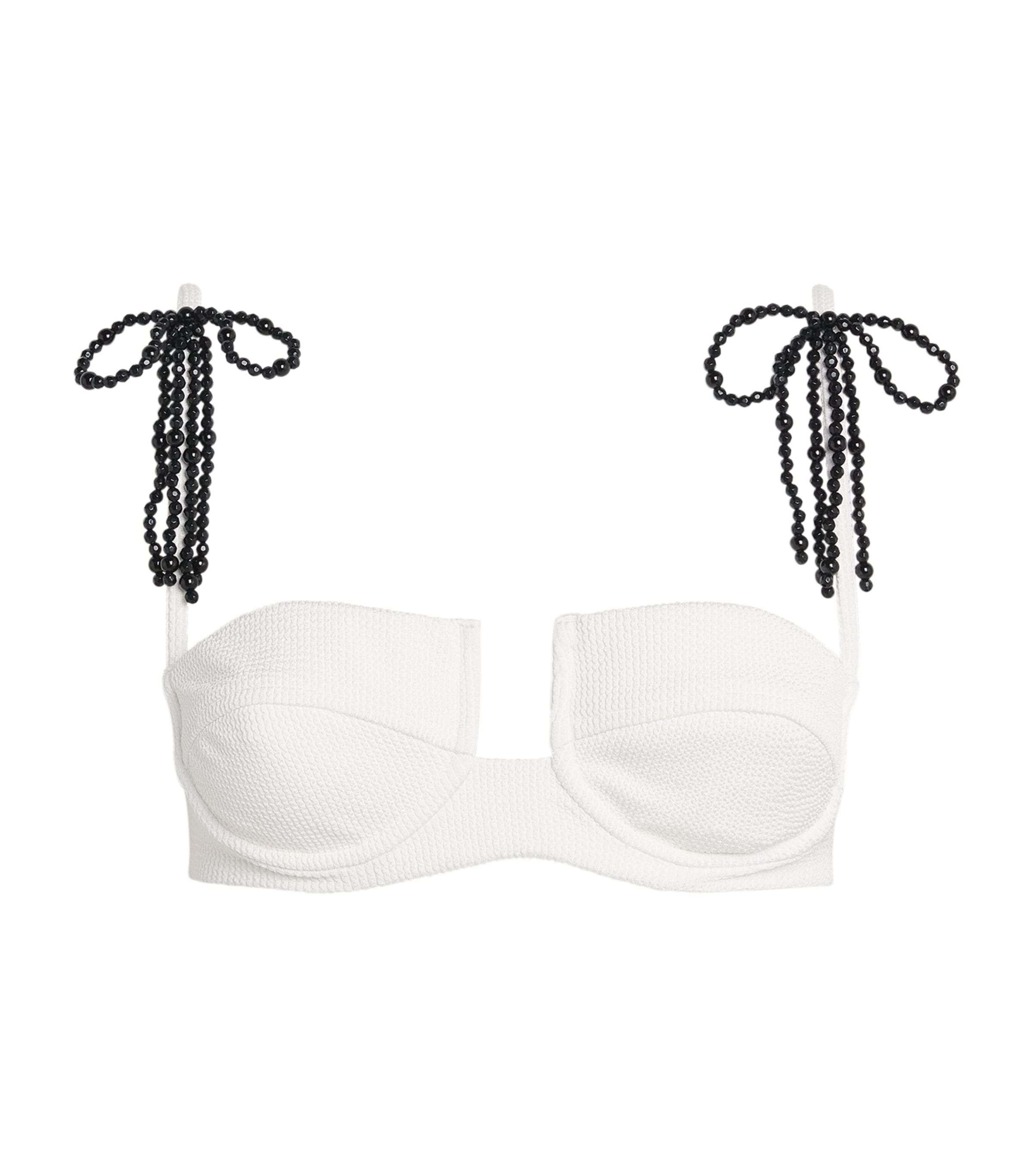 PatBO White Grace Knit Bikini Top