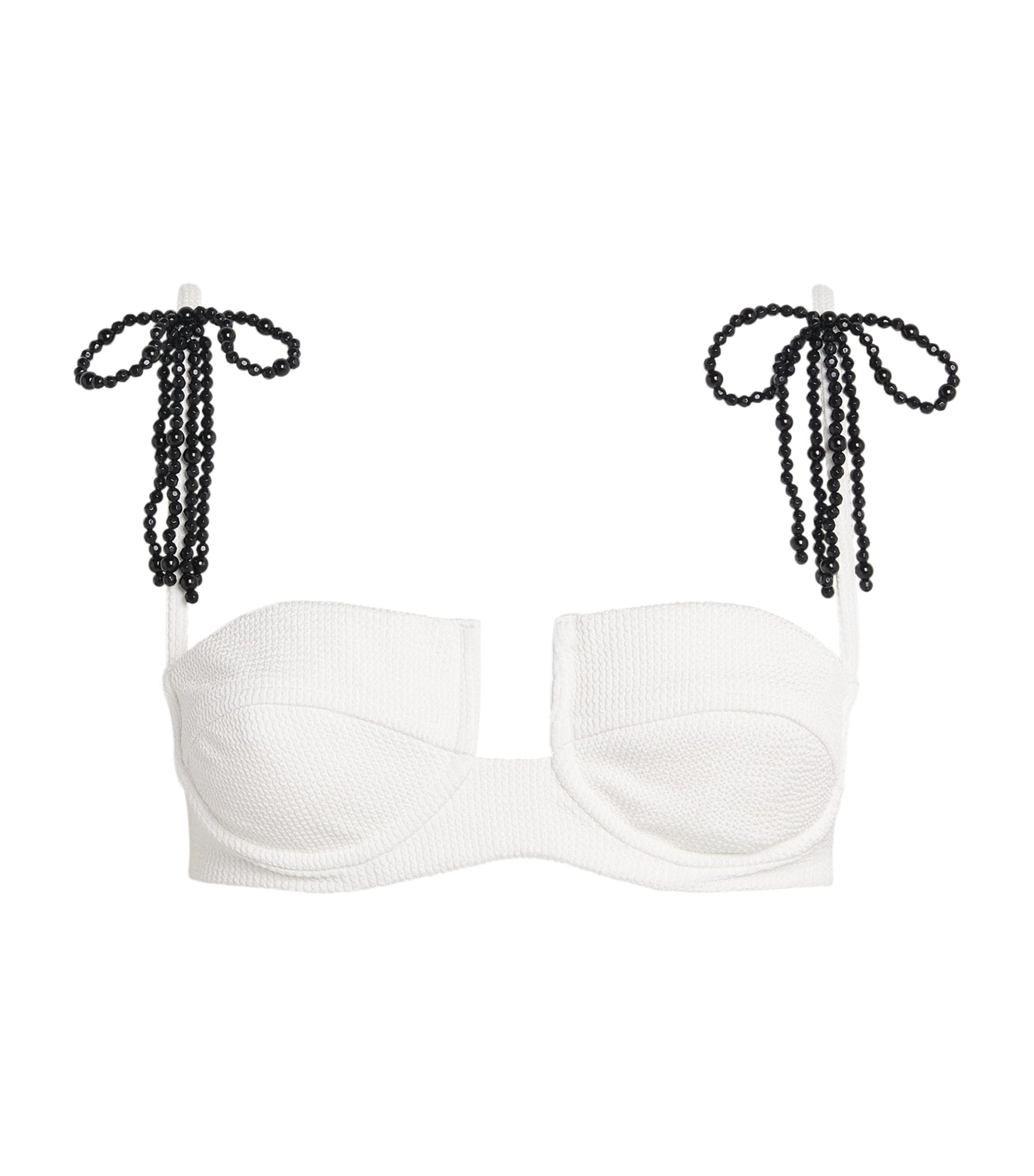 PatBO White Grace Knit Bikini Top