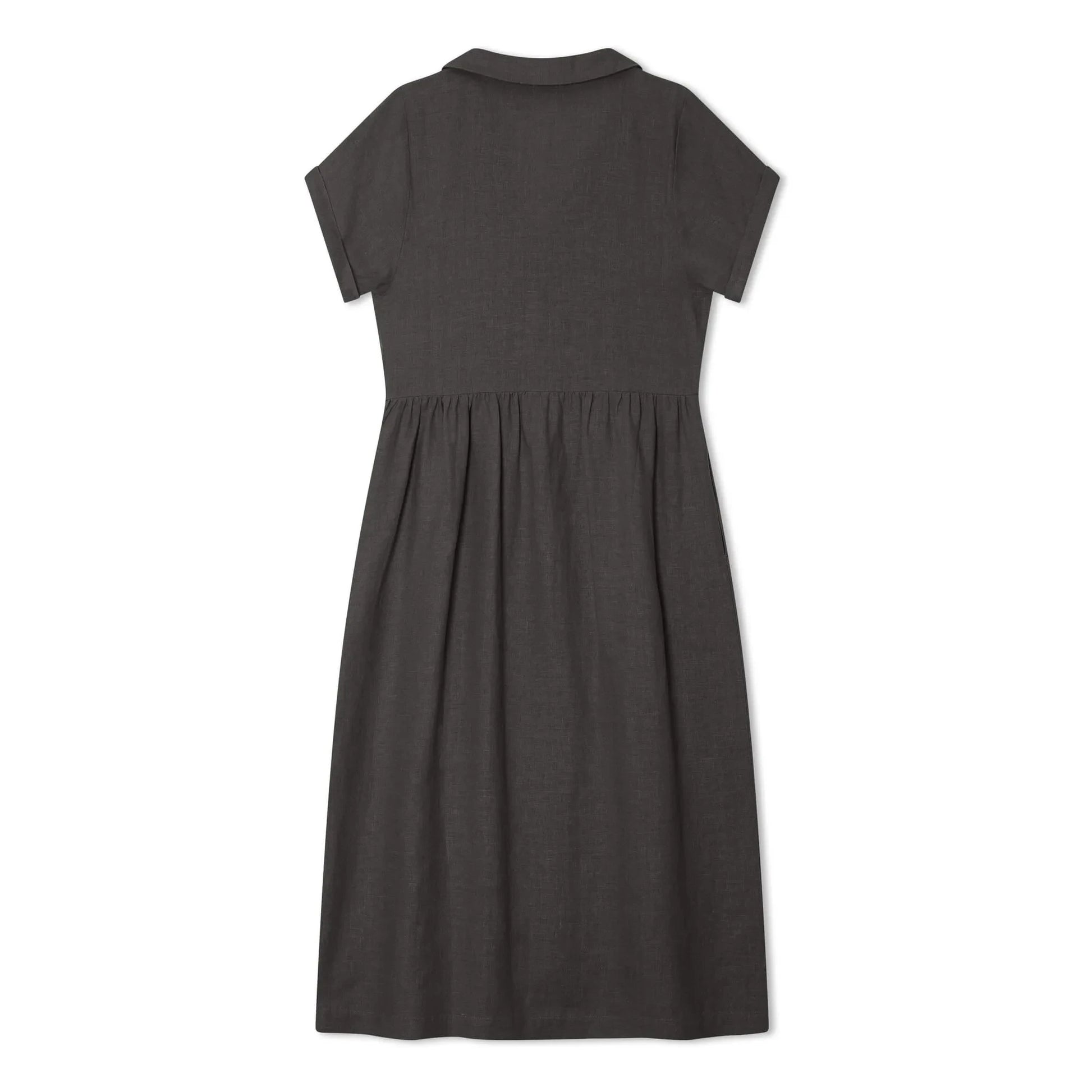 Matona - Linen Mi-Long Shirt Dress | Black