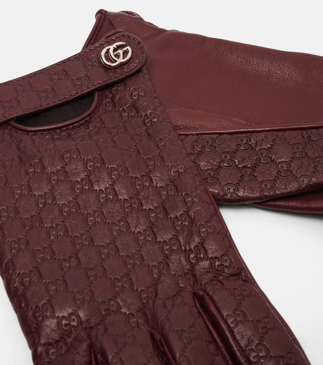 Gucci - Double G GG debossed leather gloves