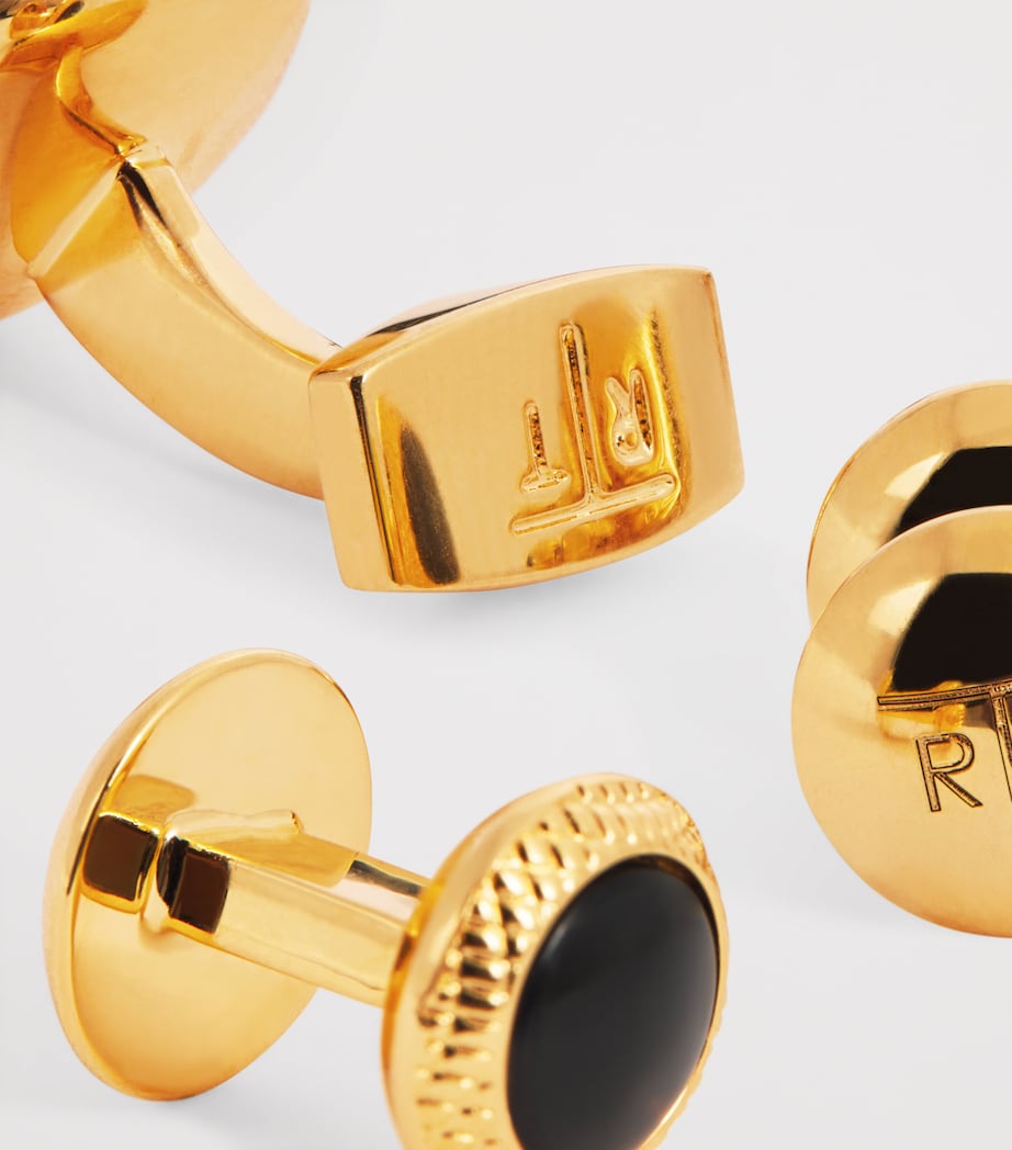 Black Onyx Bullseye Cufflinks And Studs Set