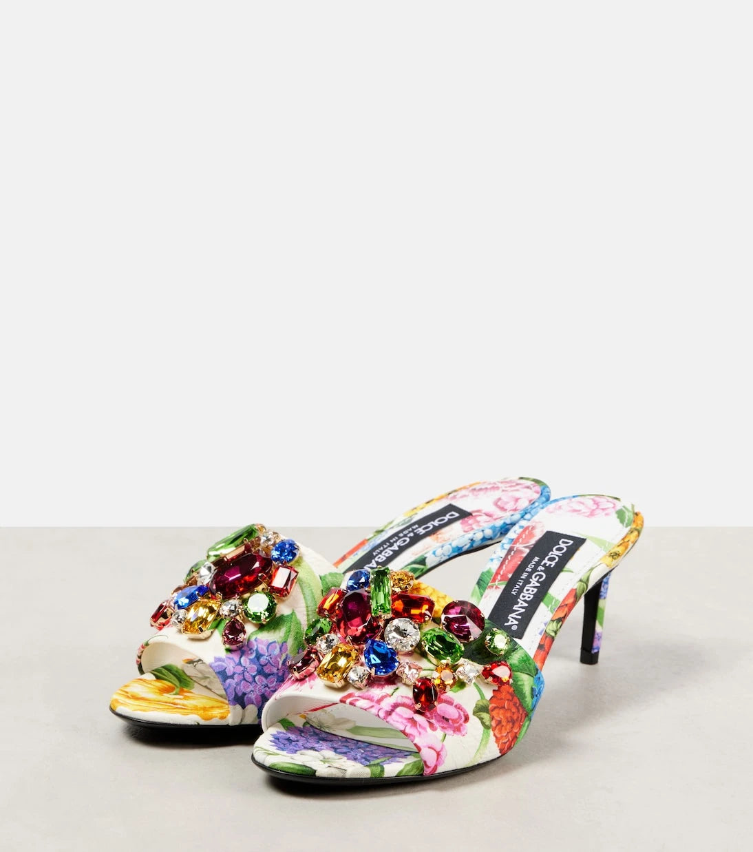 Dolce&Gabbana - Kiera floral embellished brocade mules