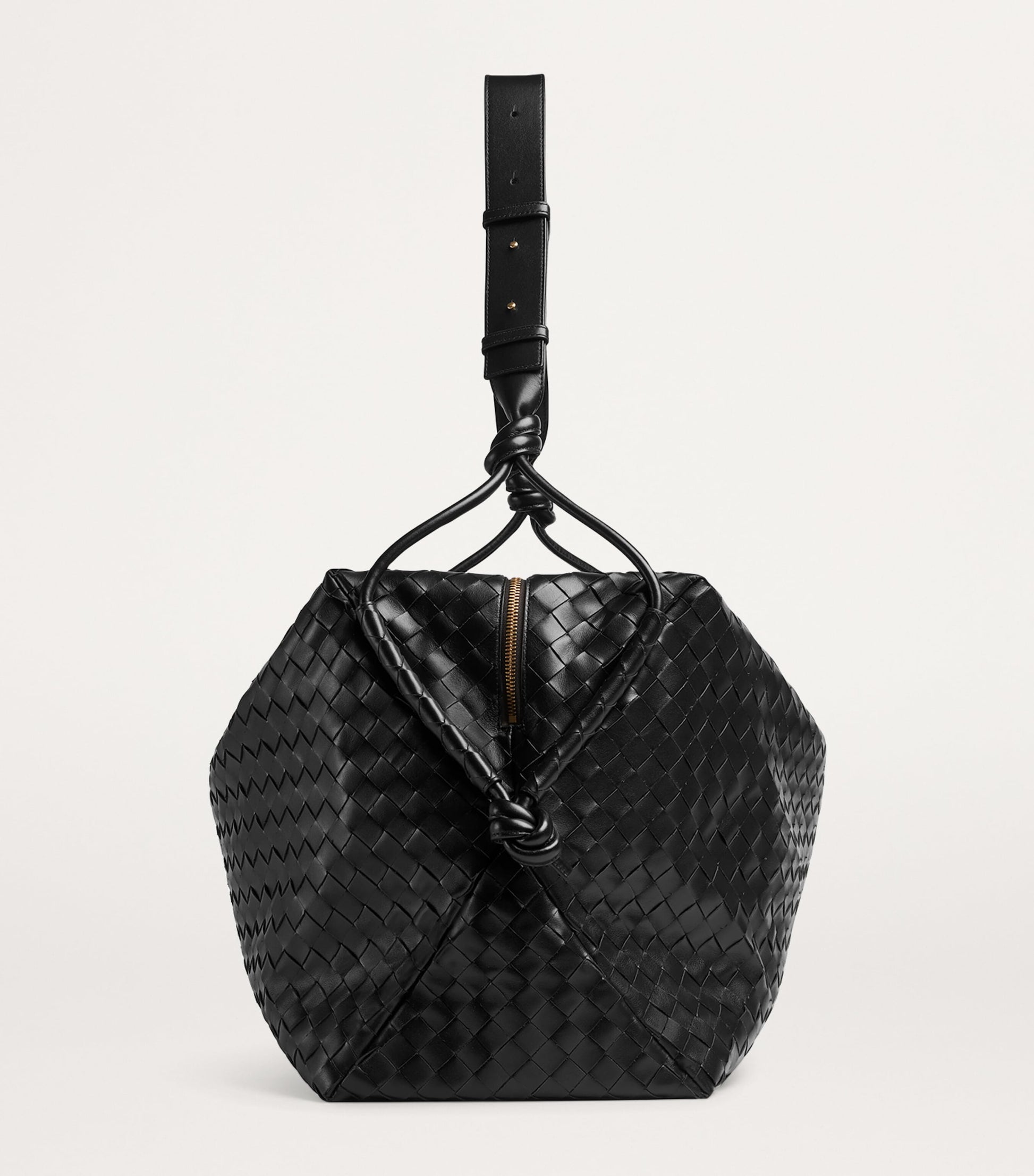 Bottega Veneta Black Large Leather Loop Weekender Bag