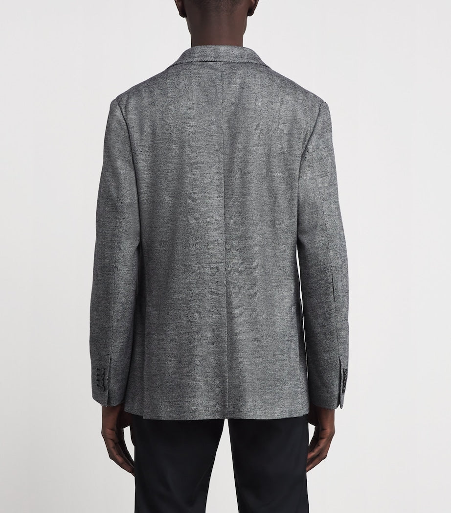 Grey Wool Single-Breasted Blazer