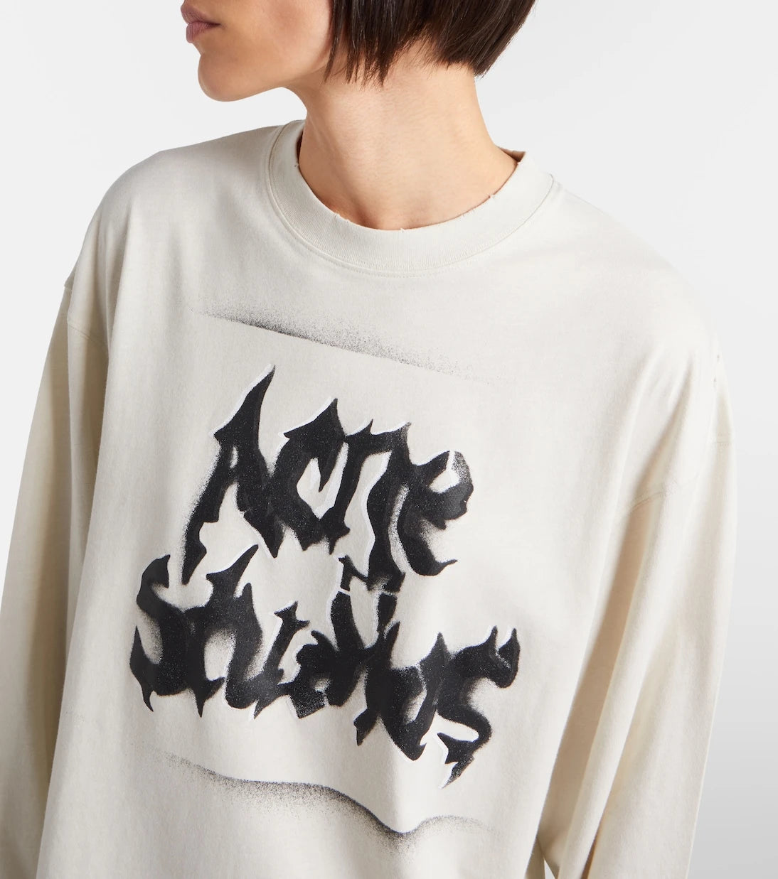 Acne Studios - سويت شيرت من مزيج القطن والجرسي بشعار العلامة