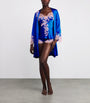 Blue Silk Lace-Trim Bénédicte Short Robe