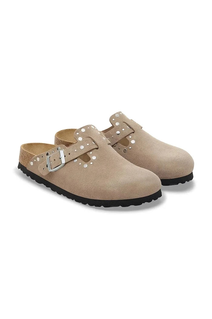 Велурени чехли Birkenstock Boston Rivet