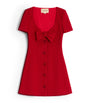 Valentino Red Virgin Wool Bow-Detail Mini Dress