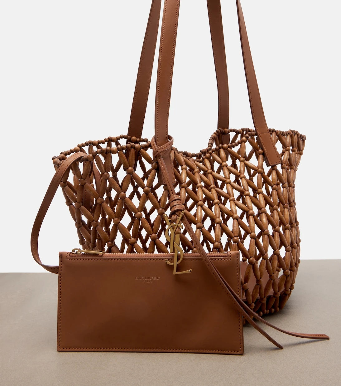 Saint Laurent - Panier Small wooden basket bag