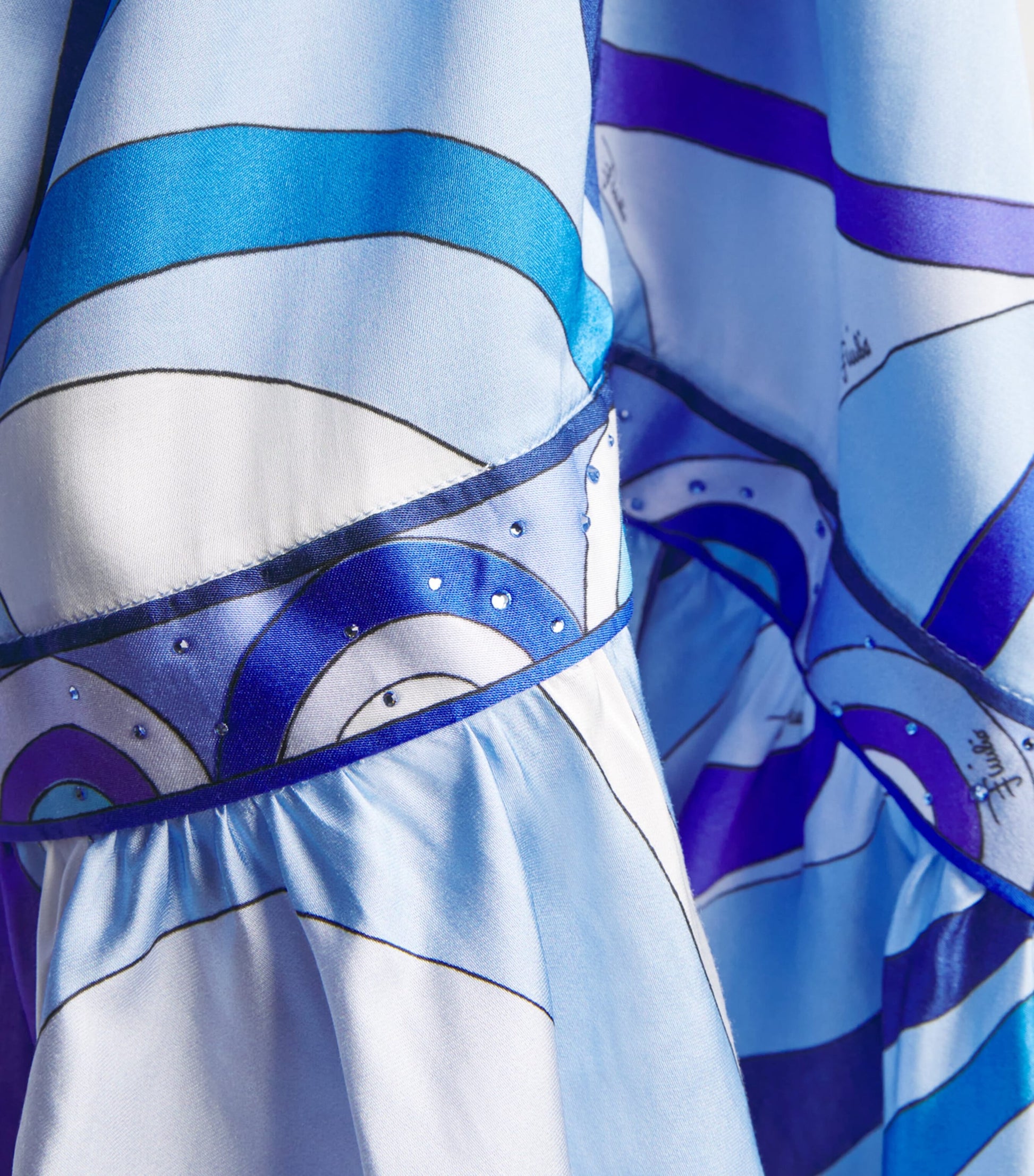 PUCCI Junior Blue Satin Printed Dress (4-14 Years)