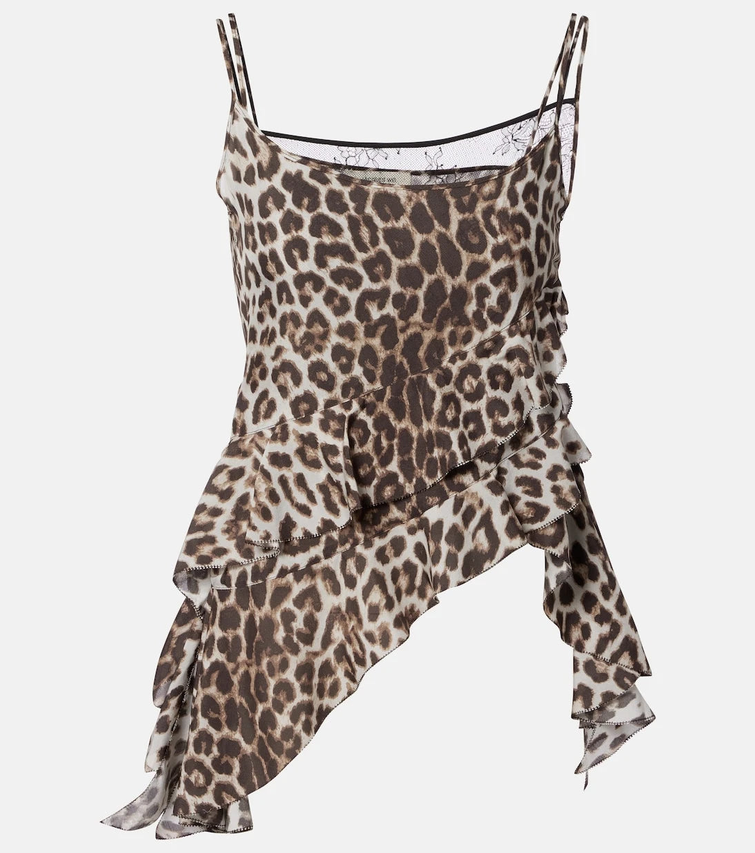 Jacques Wei - Leopard-print ruffled silk camisole