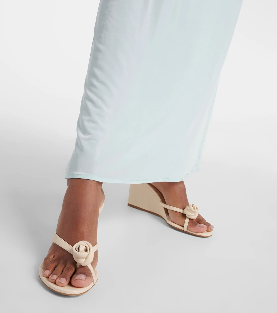 Magda Butrym - Floral-appliqué leather wedge sandals
