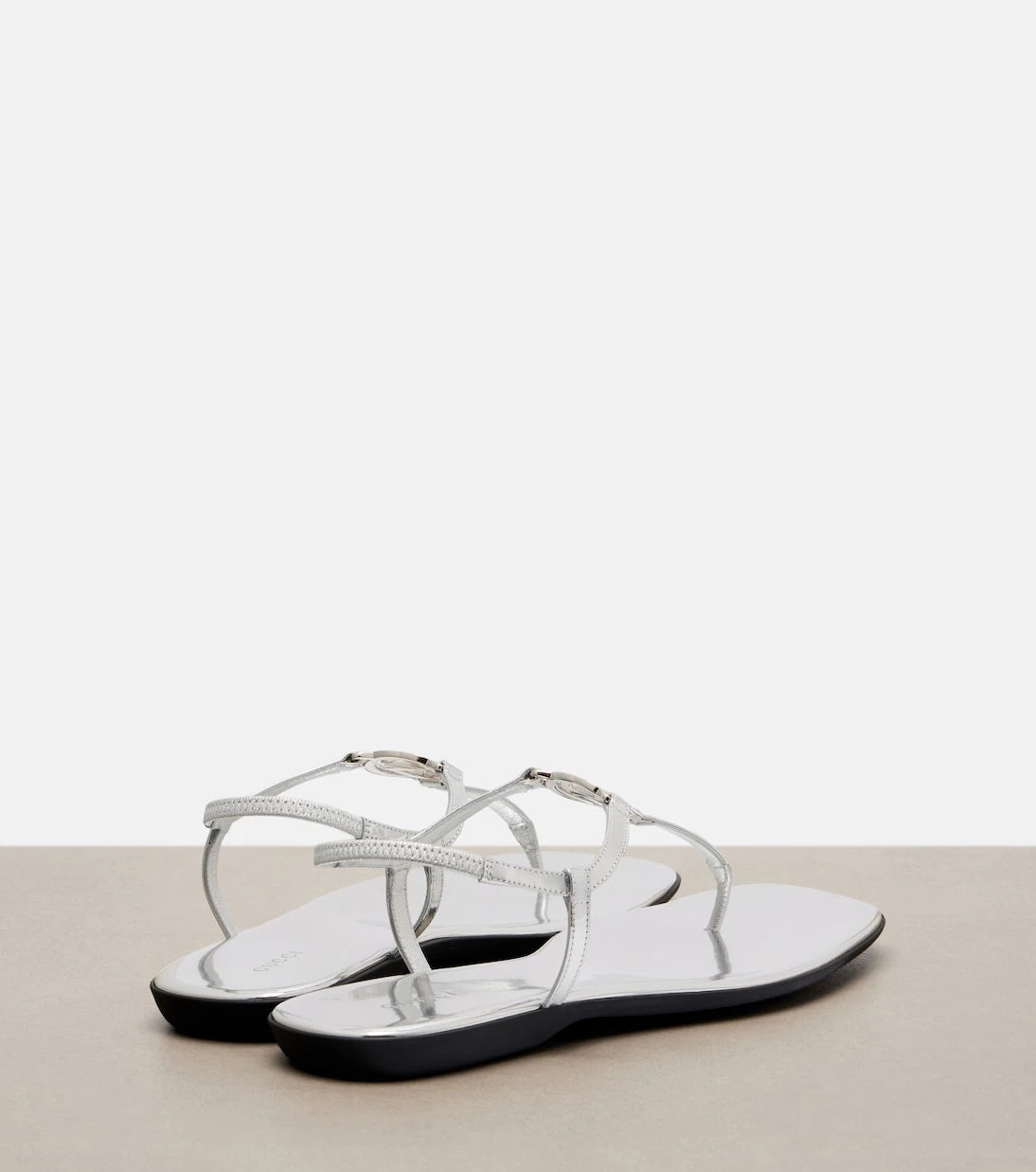 Gucci - Interlocking G metallic leather thong sandals