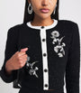 Self-Portrait Black Textured-Knit Embellished Floral Jacket