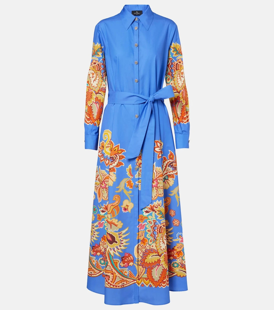 Etro - Belted paisley cotton maxi dress