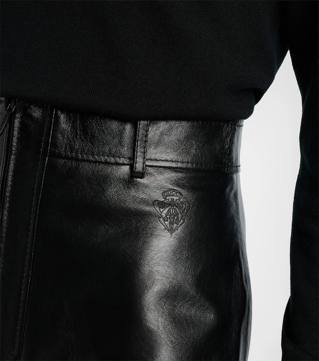 Gucci - Leather zip-up miniskirt