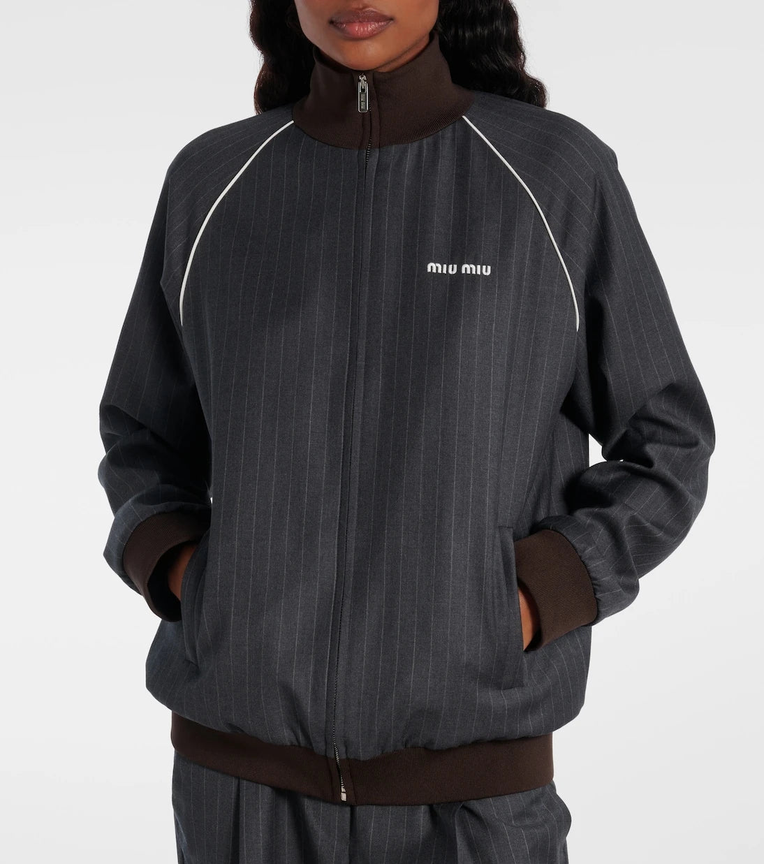 Miu Miu - Pinstripe virgin wool blouson