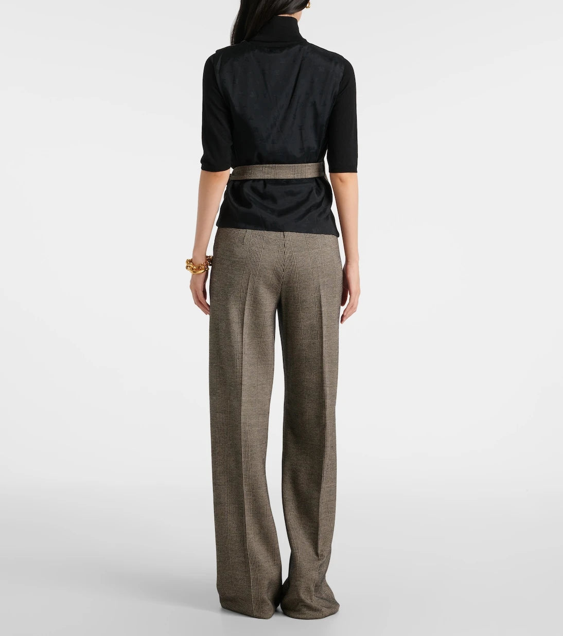 Max Mara - Adige houndstooth wool-blend wrap top