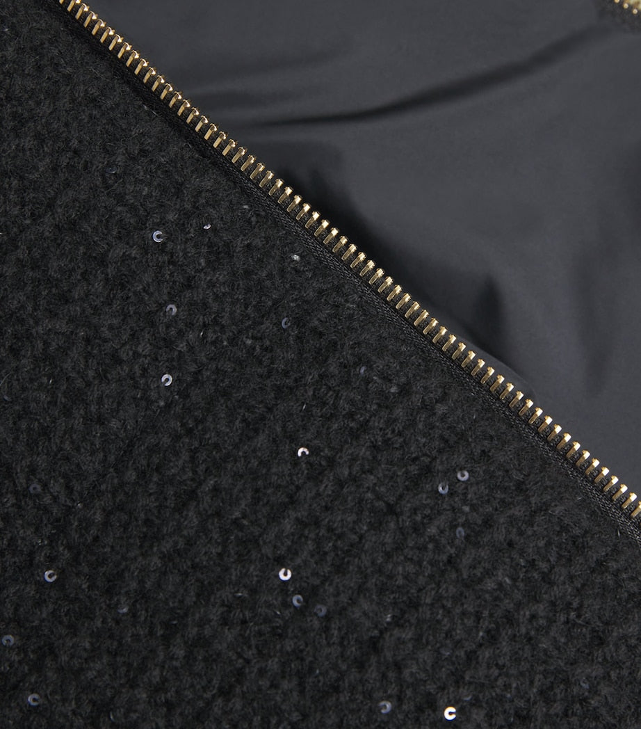 Wool-Silk-Cashmere-Blend Sequinned Jacket 825 NERO