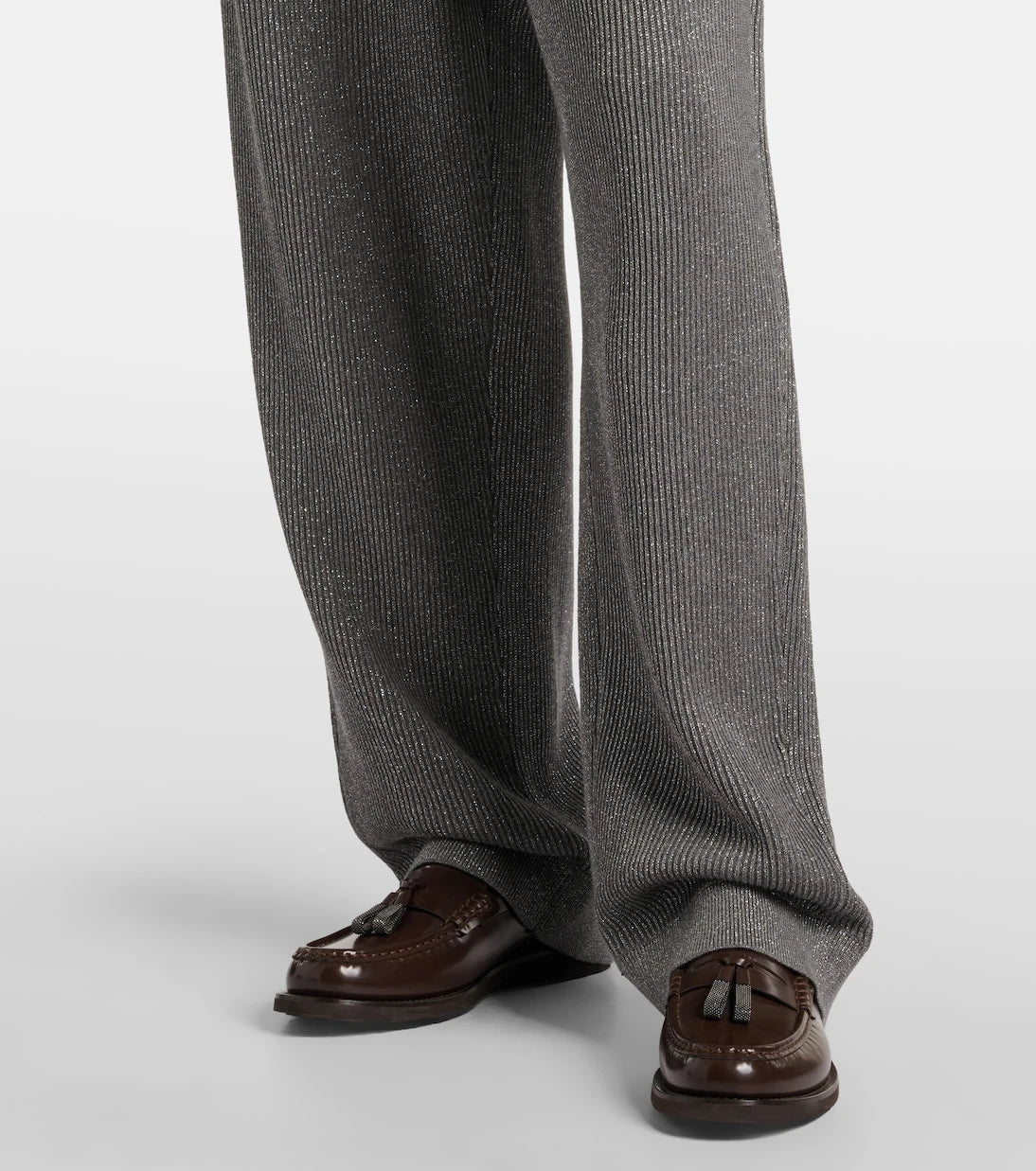 Brunello Cucinelli - Cotton-blend lamé wide-leg pants