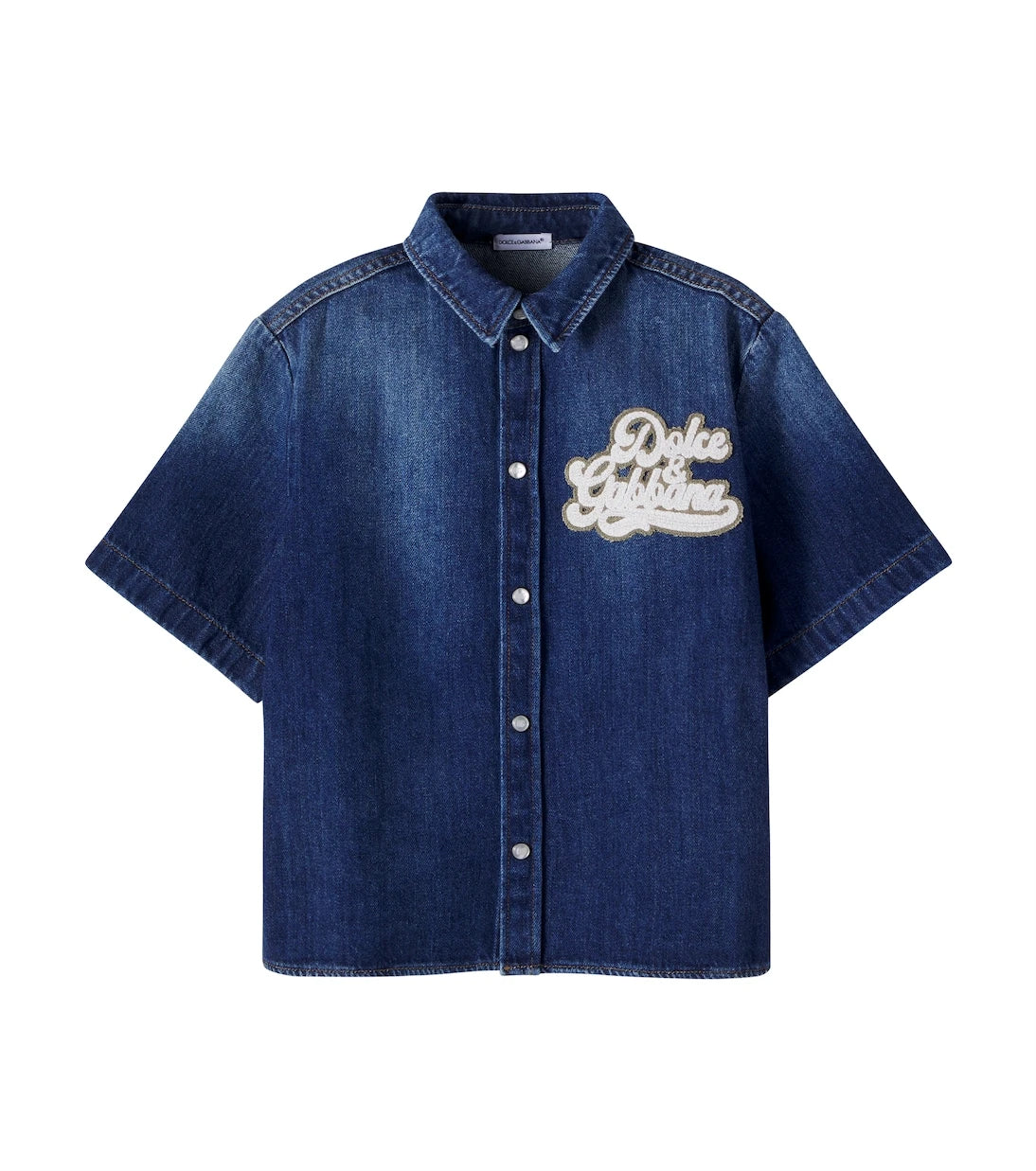 Dolce&Gabbana Kids - قميص دينم بشعار رقعة