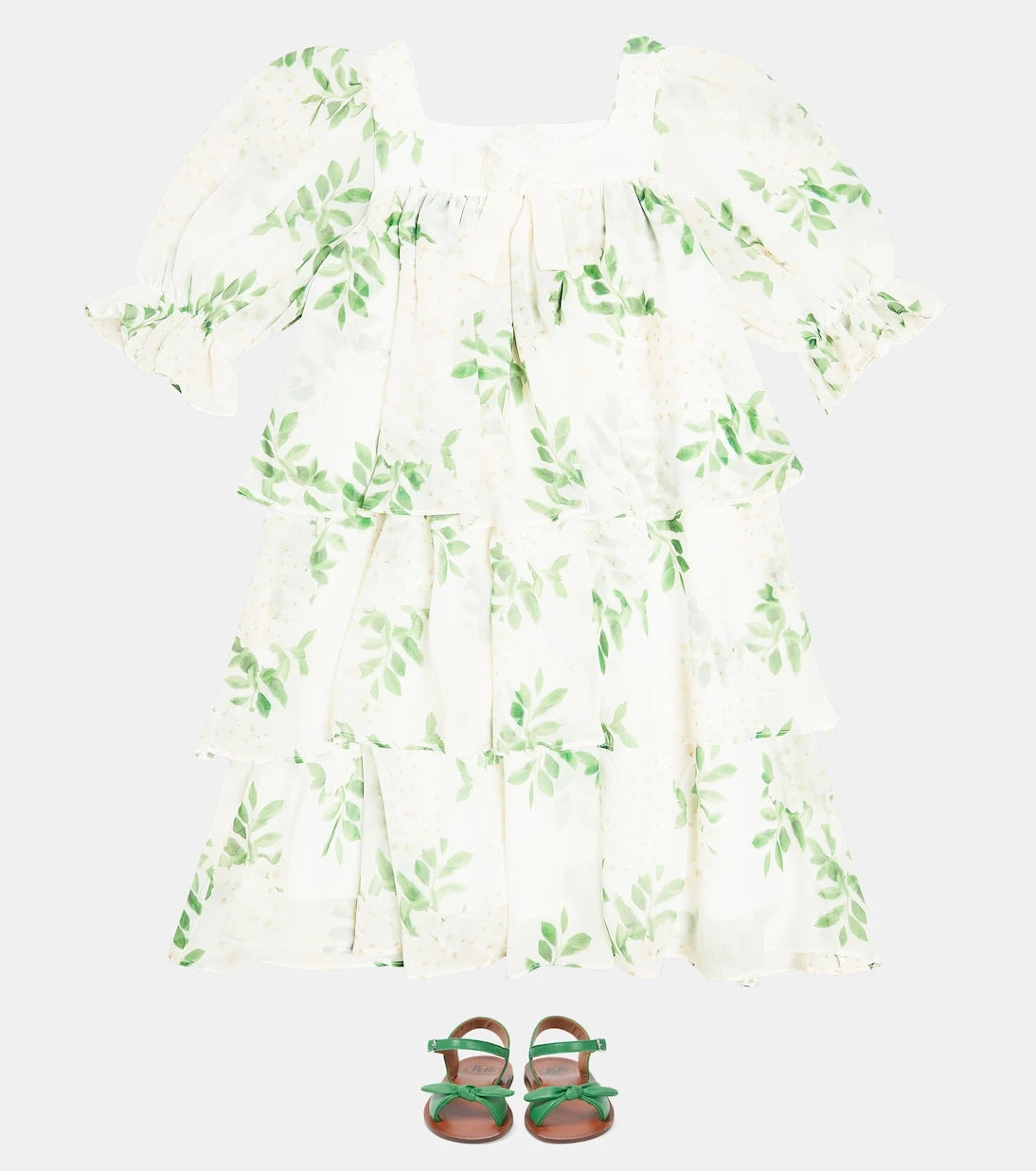 Patachou - Bow-detail printed tiered dress