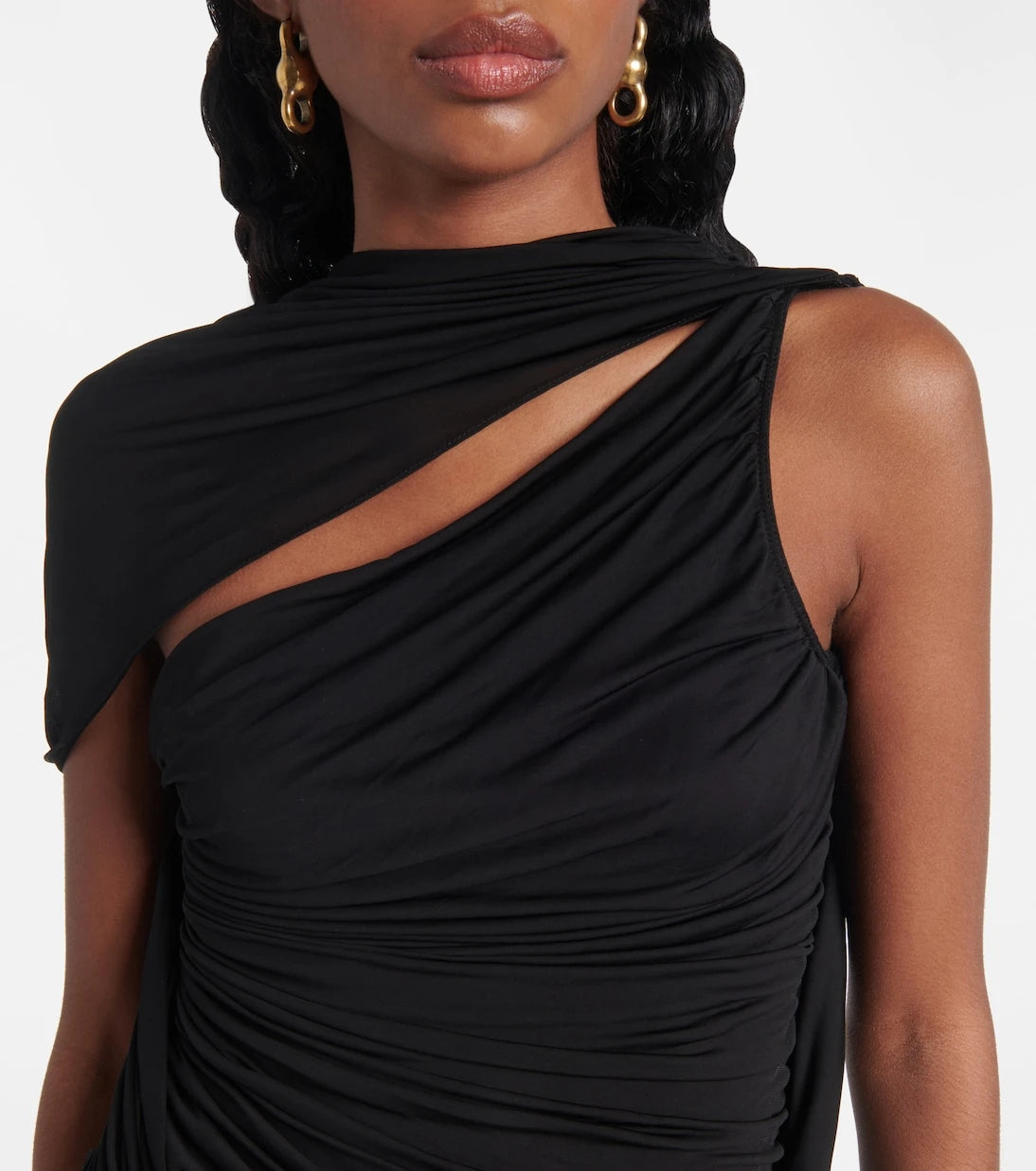Mugler - Draped open-back jersey maxi dress