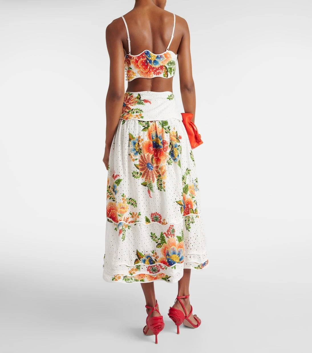 Farm Rio - Delicate Garden floral cotton crop top