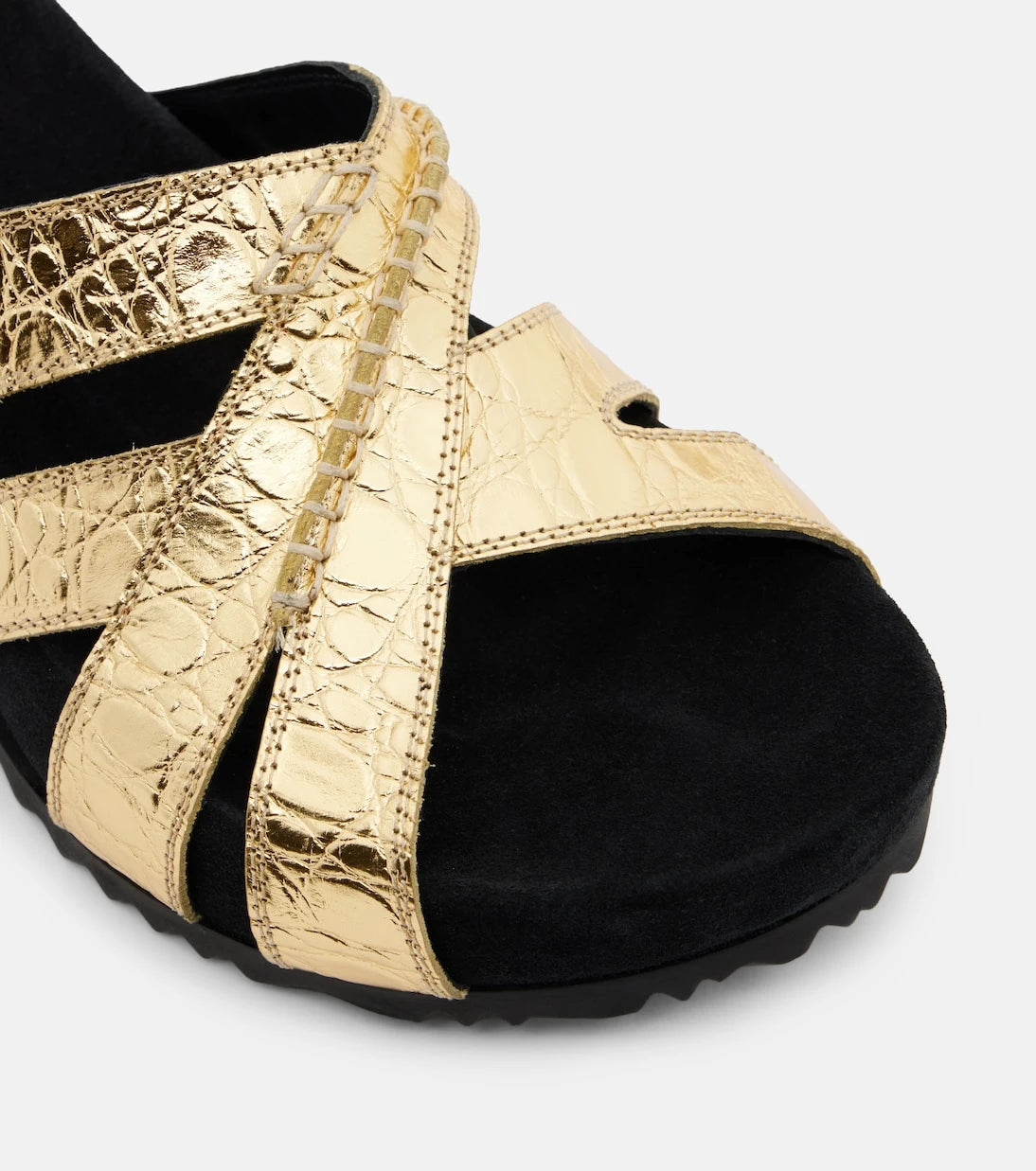 Dries Van Noten - Metalik deri ve süet terlikler