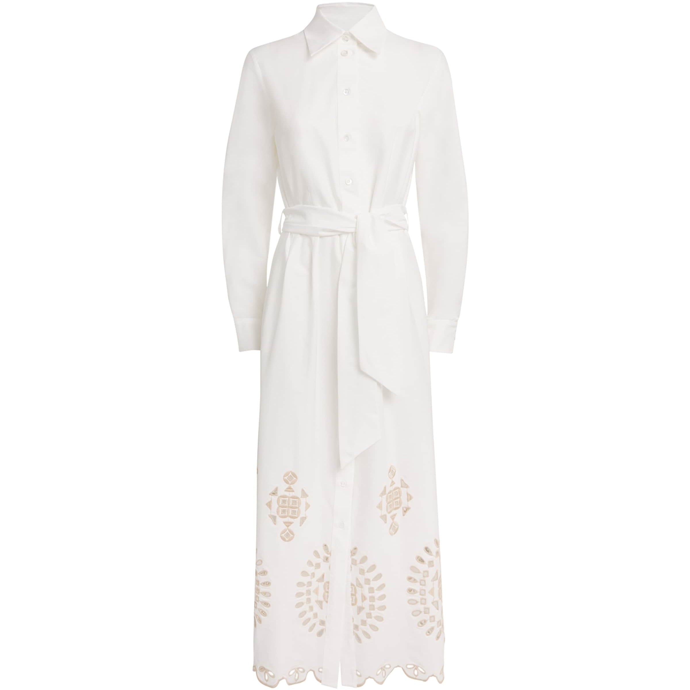 Eleventy White Stretch-Cotton Embroidered Maxi Dress