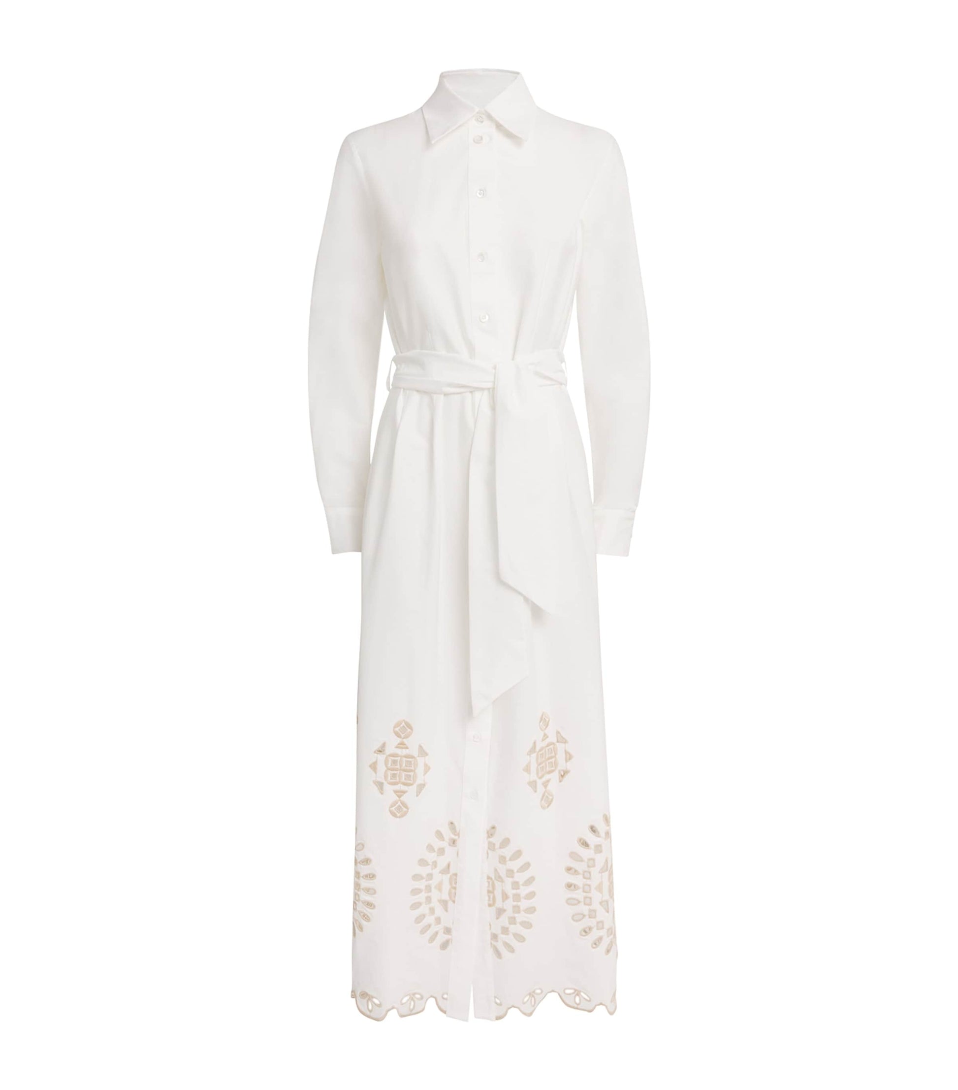 Eleventy White Stretch-Cotton Embroidered Maxi Dress