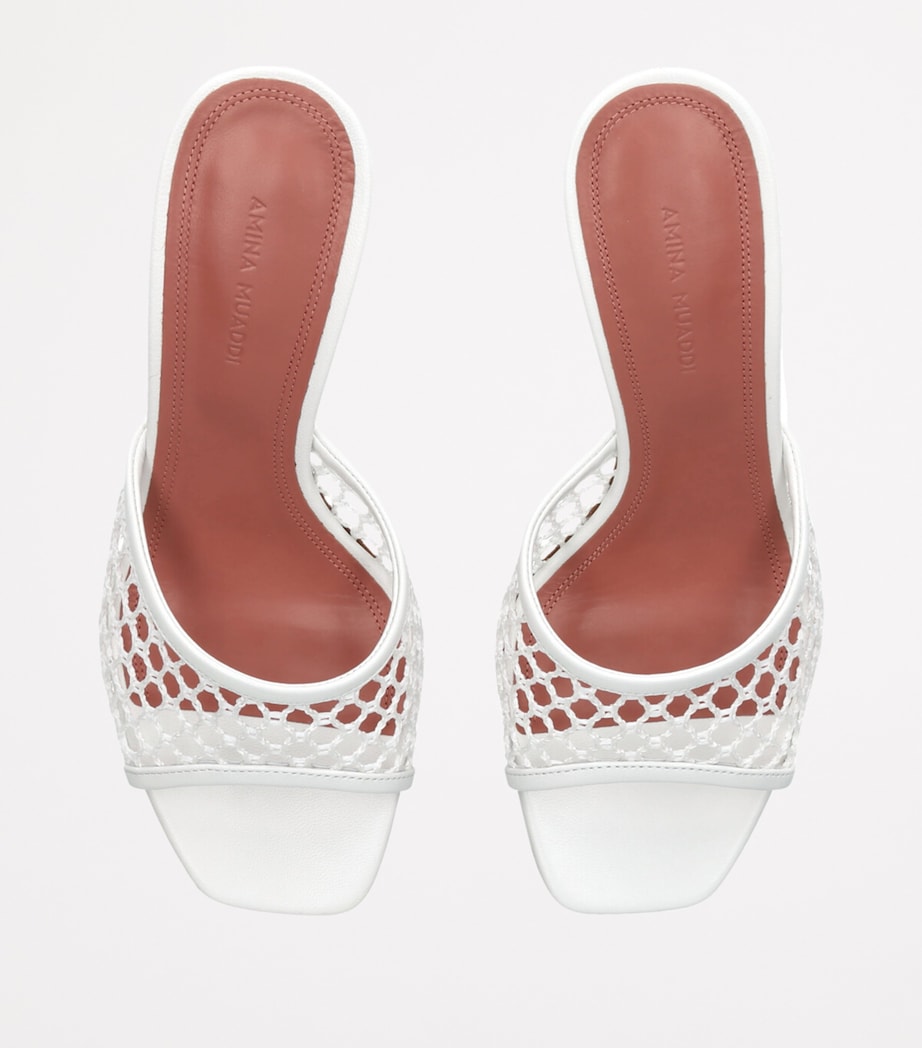 White Leather Lupita Net Mules 70