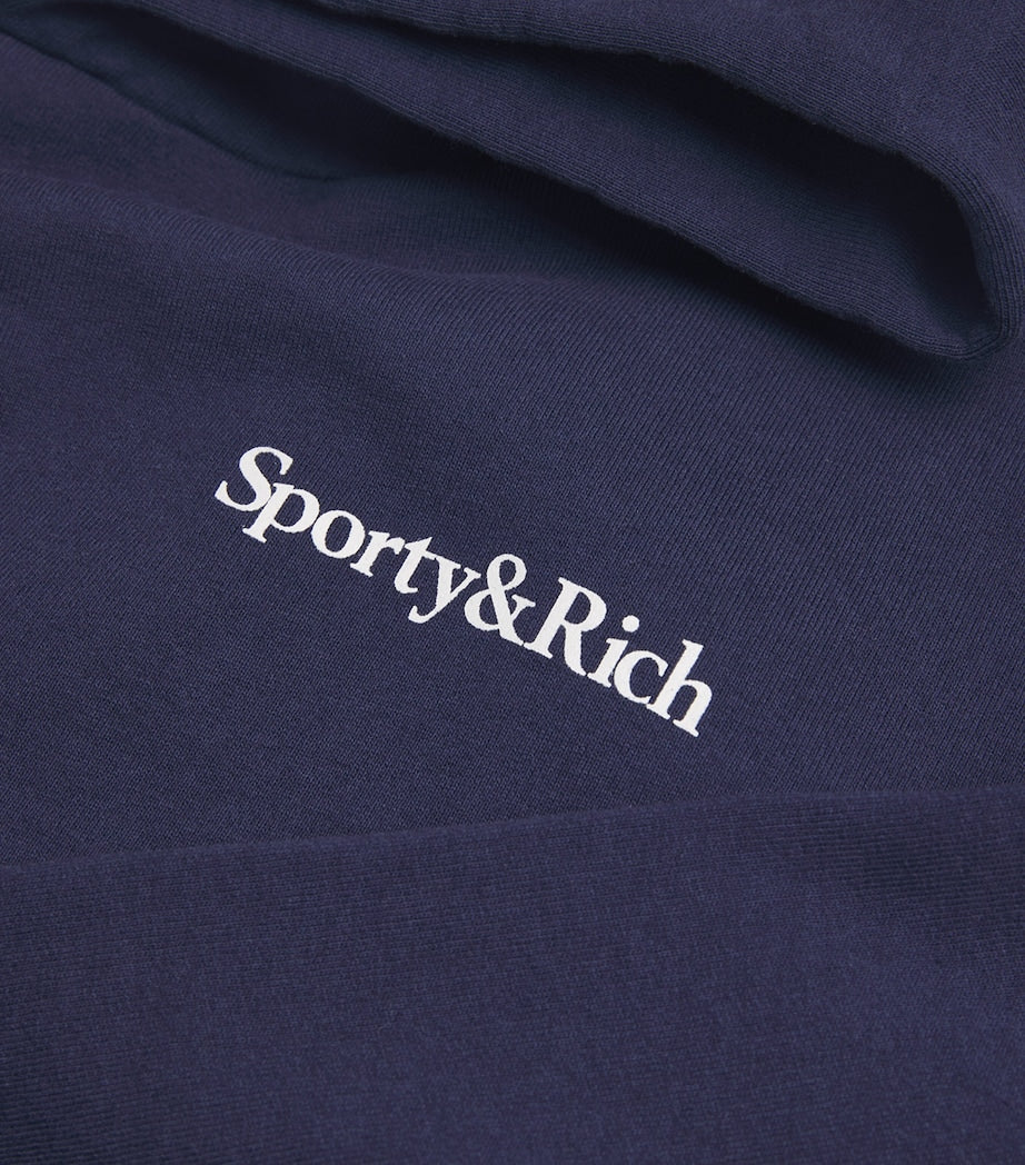 Navy Health Is Wealth Cropped Hoodie