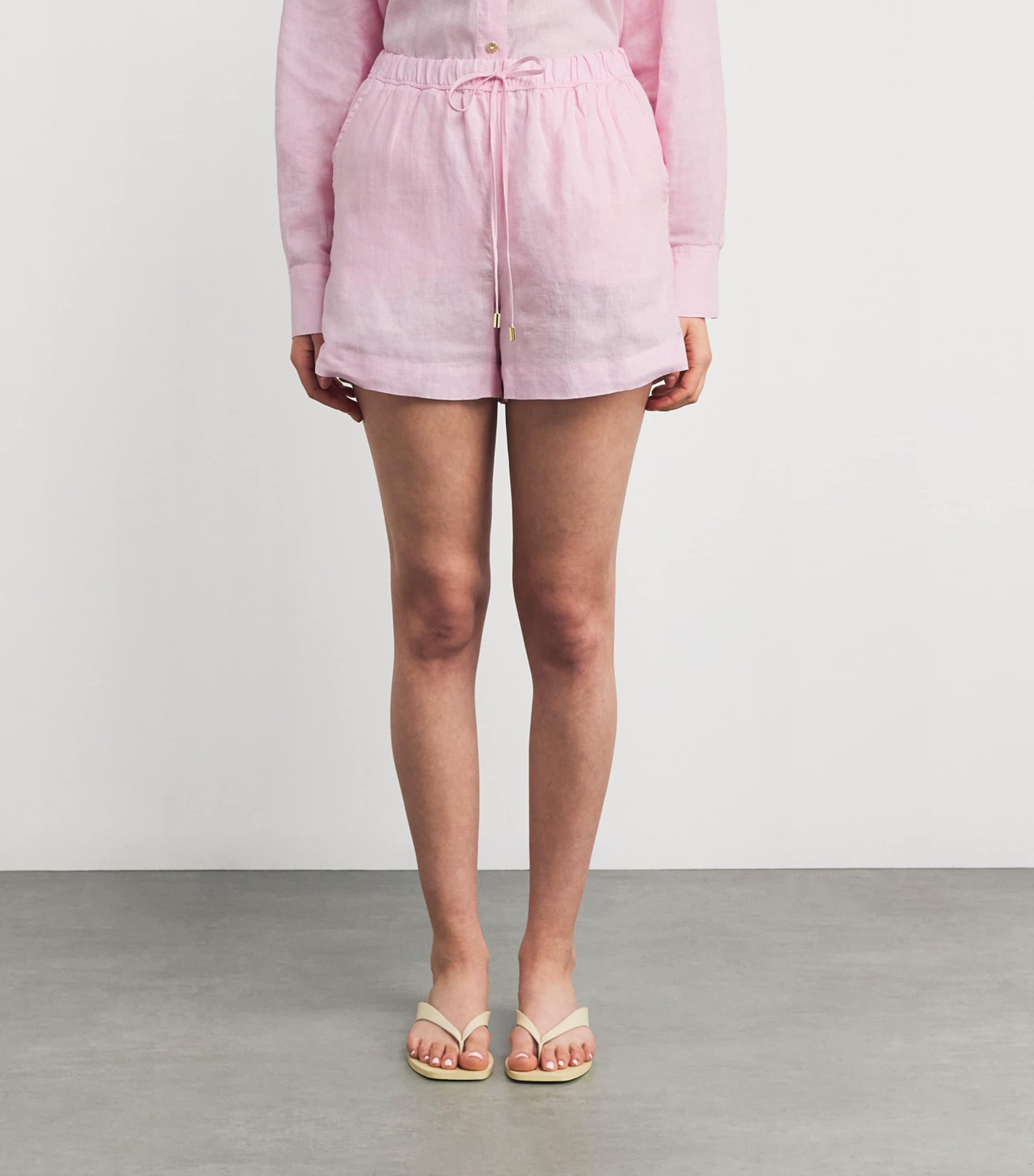 Pink Linen Cassis Shorts