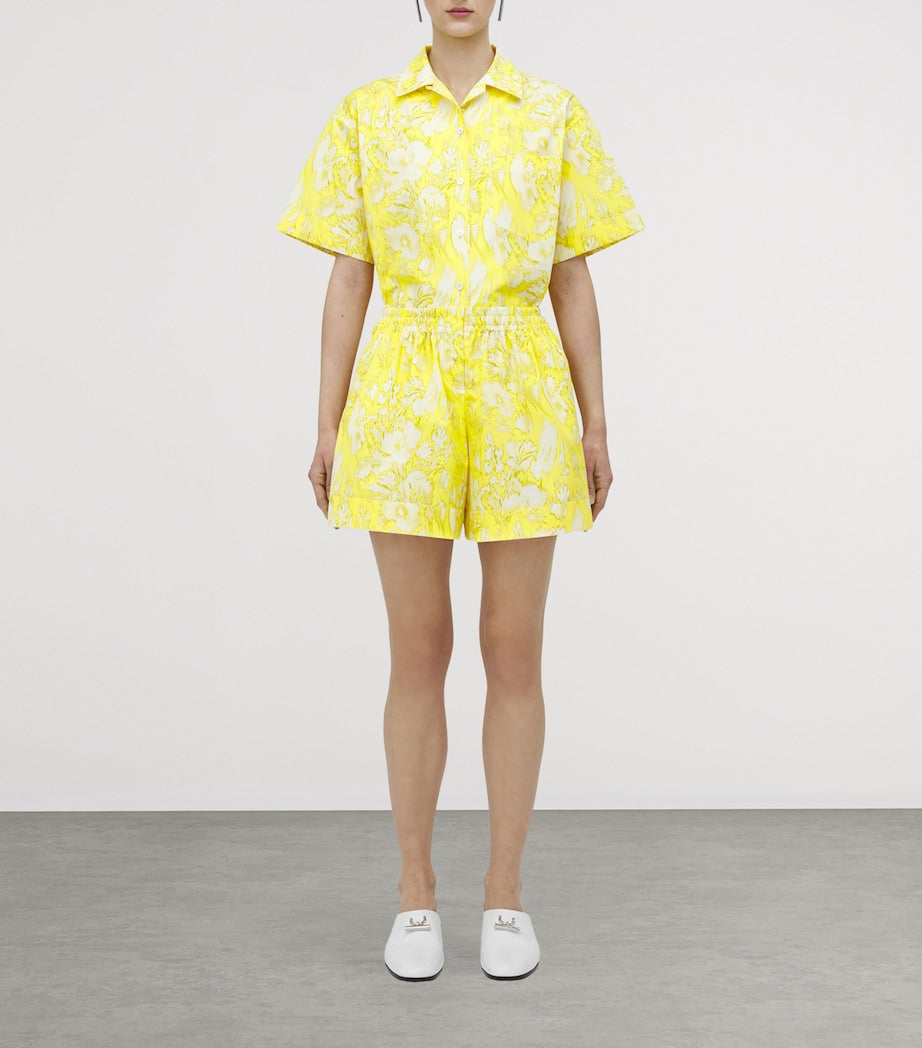 McQueen Gold Warped Floral Shorts