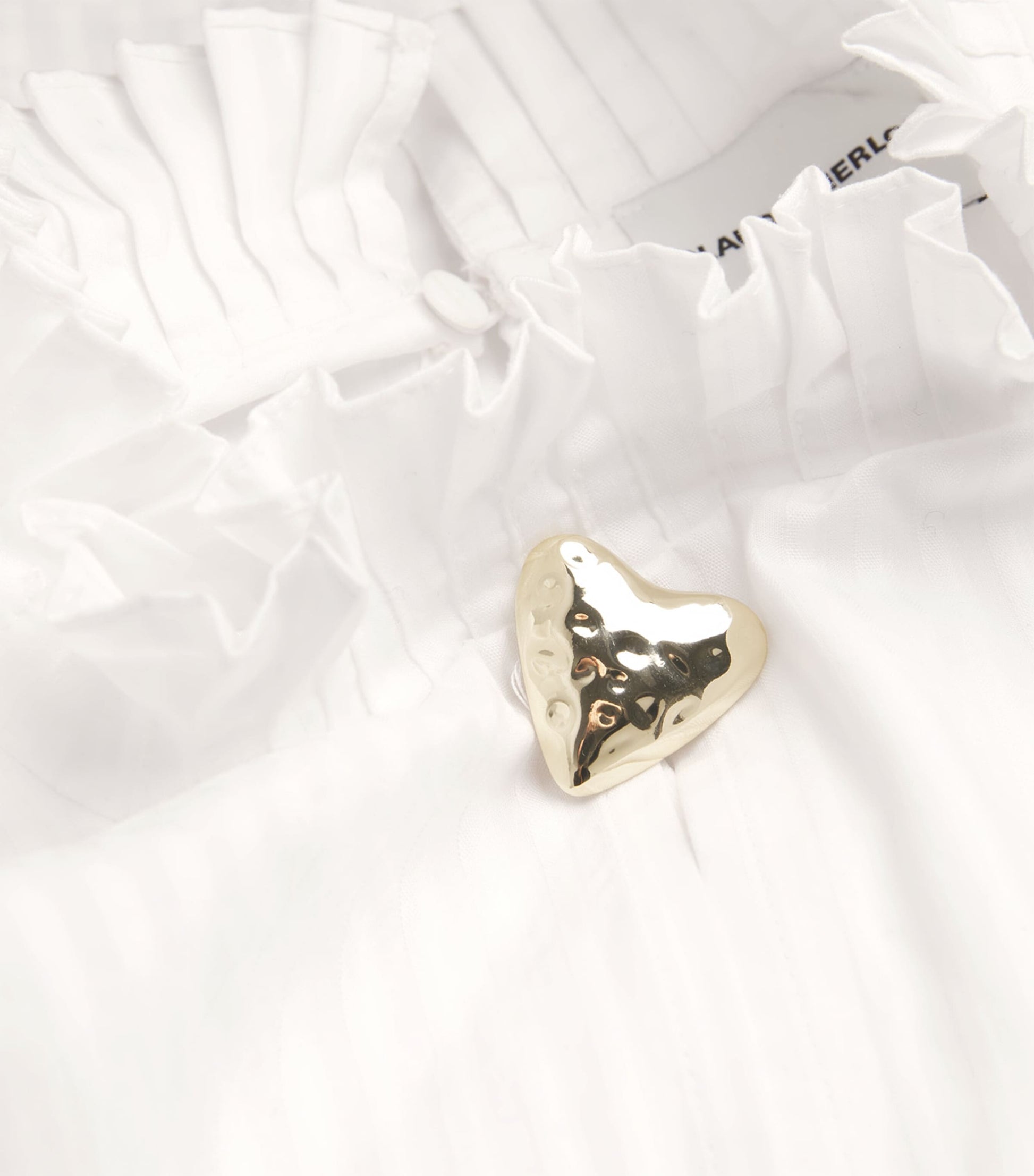 White Cotton Ruffled Collar Blouse