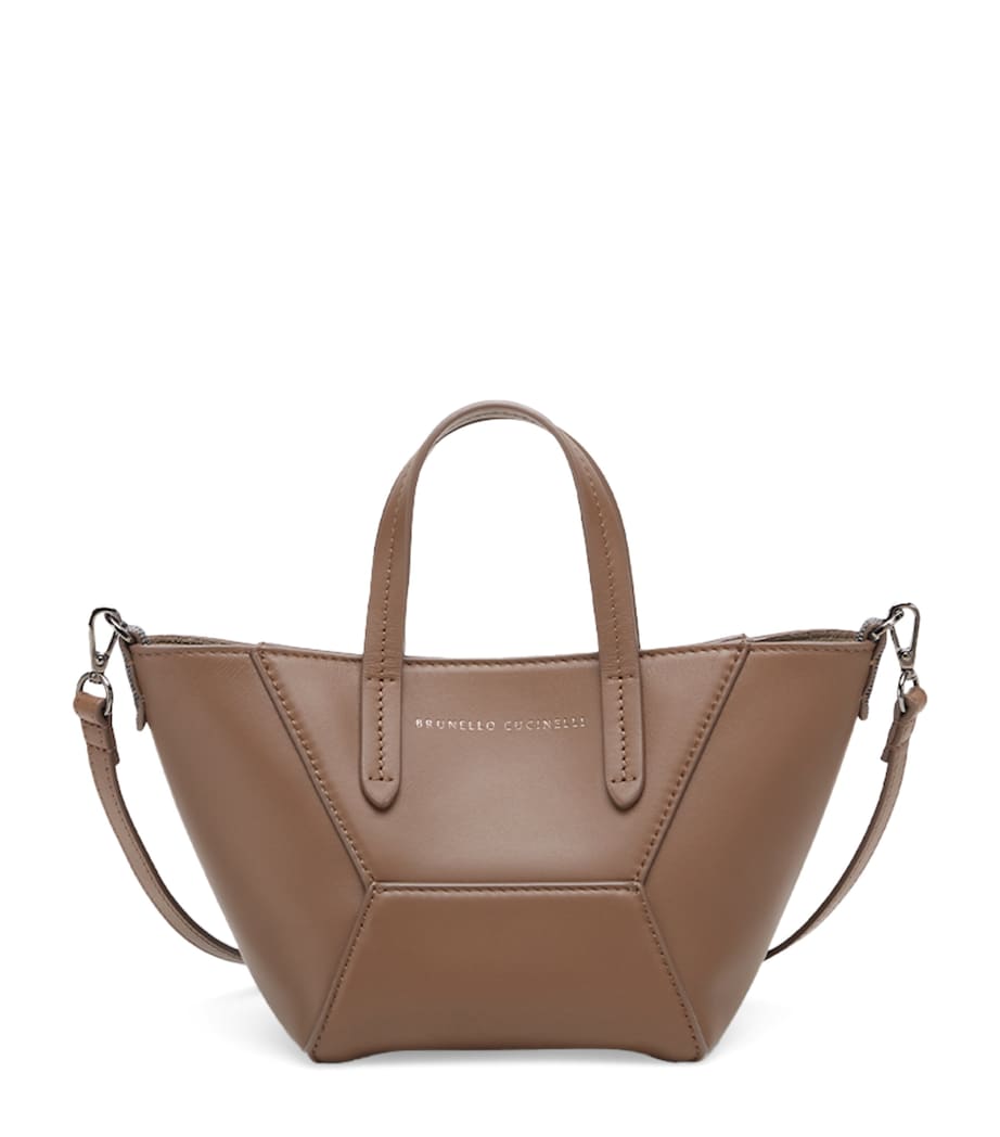 Brunello Cucinelli Mini Calfskin BC Duo Tote Bag