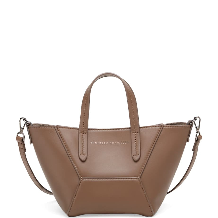 Brunello Cucinelli Mini Calfskin BC Duo Tote Bag