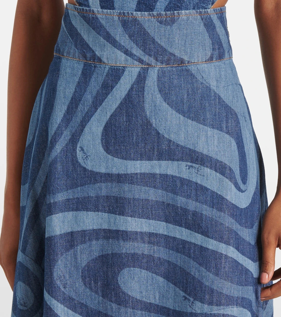 Pucci - Marmo high-rise denim maxi skirt