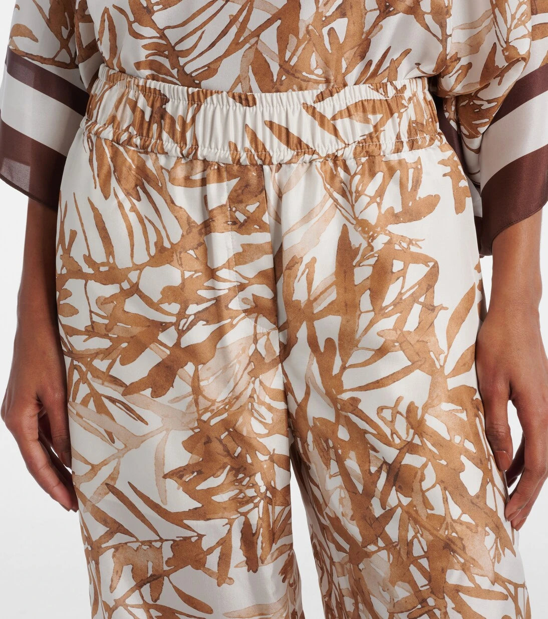 Brunello Cucinelli - Printed high-rise silk wide-leg pants