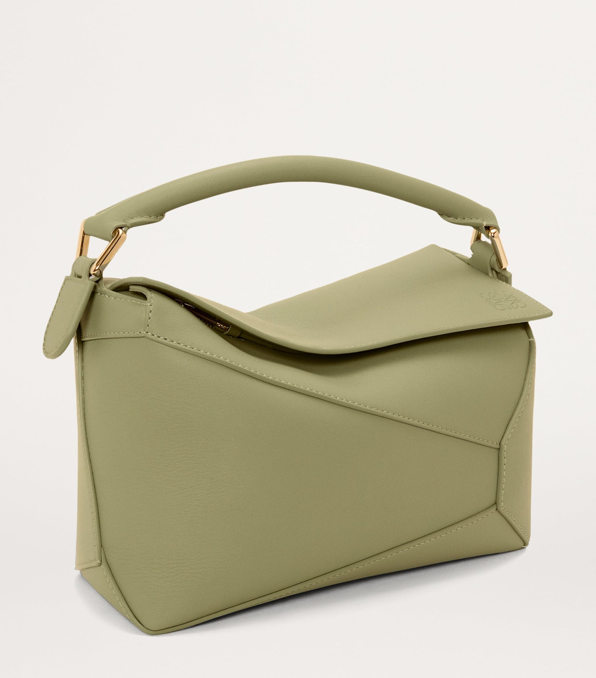 LOEWE Green Small Leather Puzzle Edge Top-Handle Bag