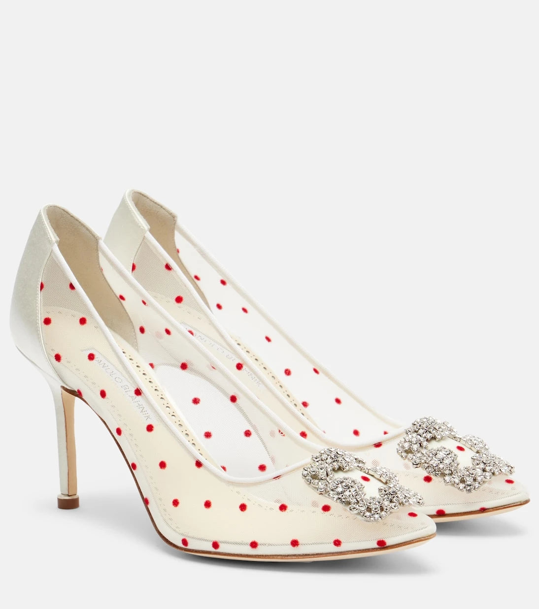Manolo Blahnik - Hangisi 90 polka-dot embellished pumps