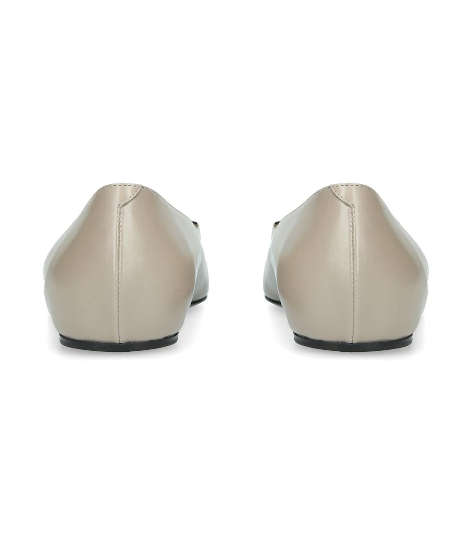 Roger Vivier Beige Leather Quadrata Trompette Flats